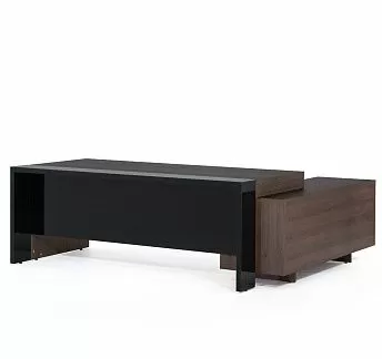 ЛАВА/LAVA Стол на опорной тумбе 223 ТАБАК/ЧЕРНЫЙ ГЛЯНЕЦ